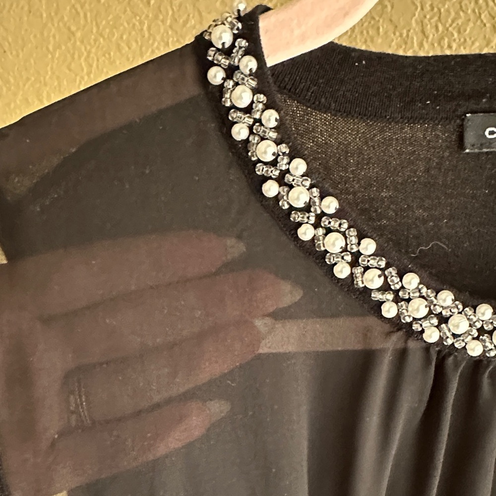 Cable & Gauge Black Top with Embellished Neckline - Picture 3 of 4